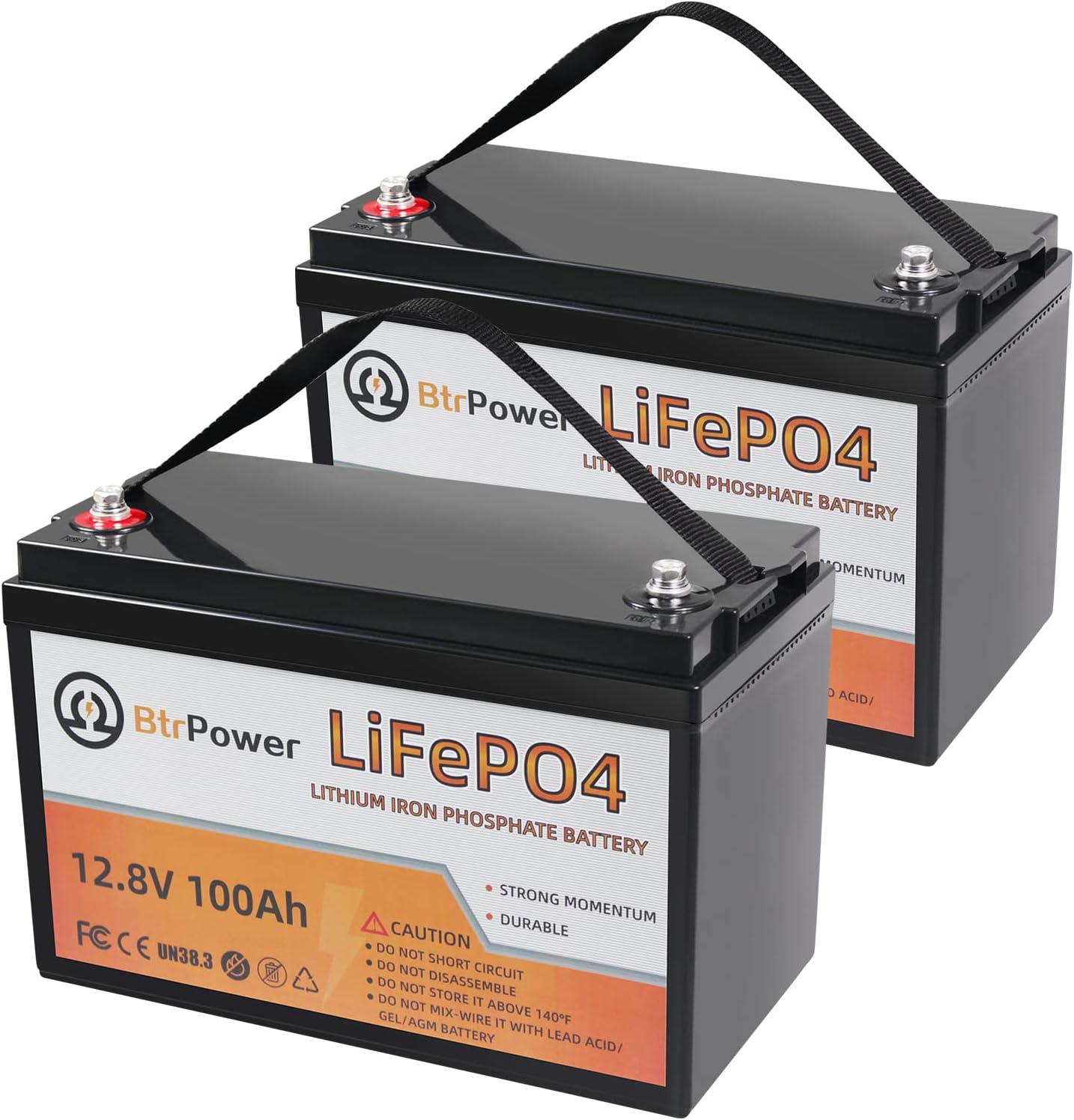 2 Pack 12V 100Ah LiFePO4 Deep Cycle Rechargeable Battery Pack Built-in 100A BMS 5000-7000 Cycles Perfect for RV Solar Marine Overland Off-Grid Application