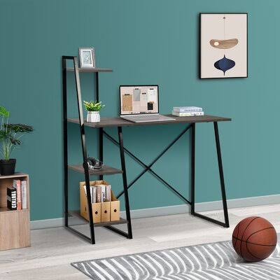 Harshbarger Desk Wade Logan Color (Top/Frame): Walnut/Black