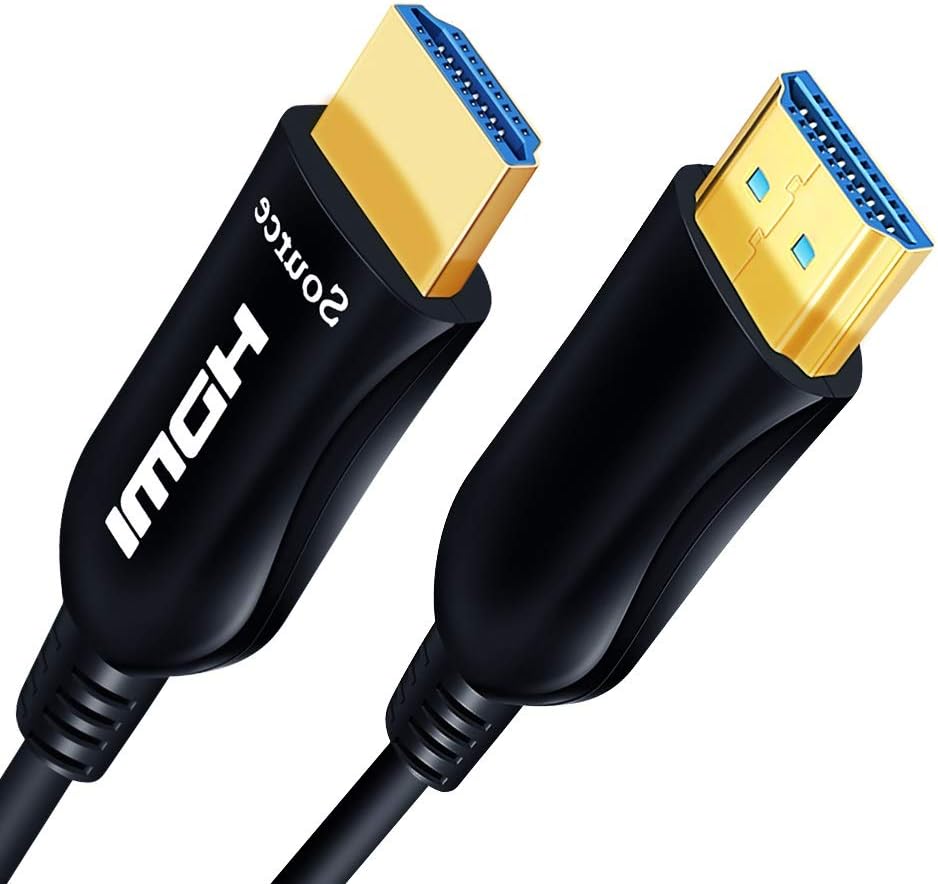 Shuliancable Fiber Optic HDMI Cable， HDMI Optical Cable Support 4K@60Hz/4:4:4 HDR HDCP High Speed 18Gbps HDMI Lead 5m10m 15m 20m 30m 50m (50Ft/15M) Pack of 2