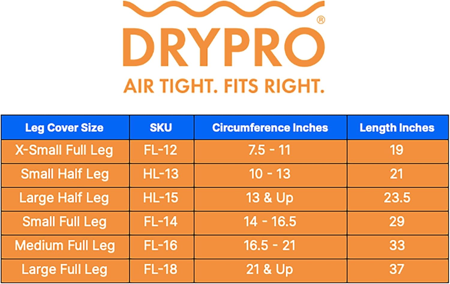 DryPro Waterproof Vacuum Sealed Full Leg Cast Cover, X-Small