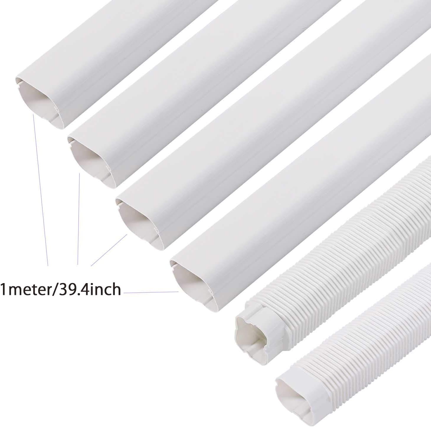 TAKTOPEAK 3'' 17 Ft PVC Decorative Line Cover Kit for Ductless Mini Split Air Conditioner,Central AC and Heat Pumps-Full Set, No Other Parts Needed