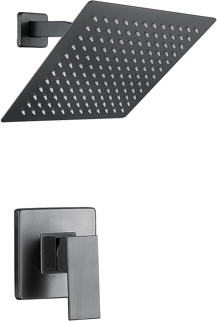 dalang Rianfall shower system Brushed Grey wall mount shower fixture 10 inch rain shower head with Shower Valve Complete set Pack of 2