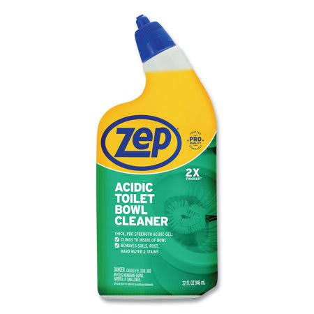 Zep Acidic Toilet Bowl Cleaner, Mint, 32 oz Bottle, 12/Carton - ZPEZUATBC32