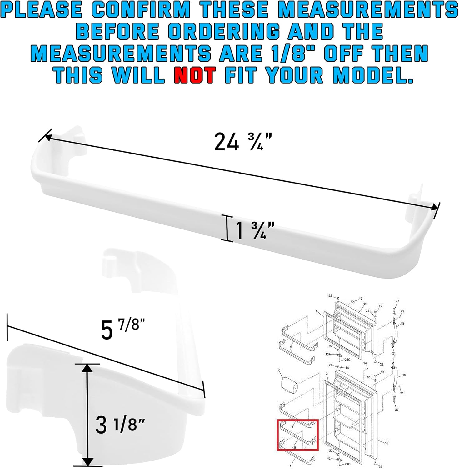 Lifetime Appliance 240534701 Door Bar Rack Compatible with Frigidaire or Kenmore Refrigerator