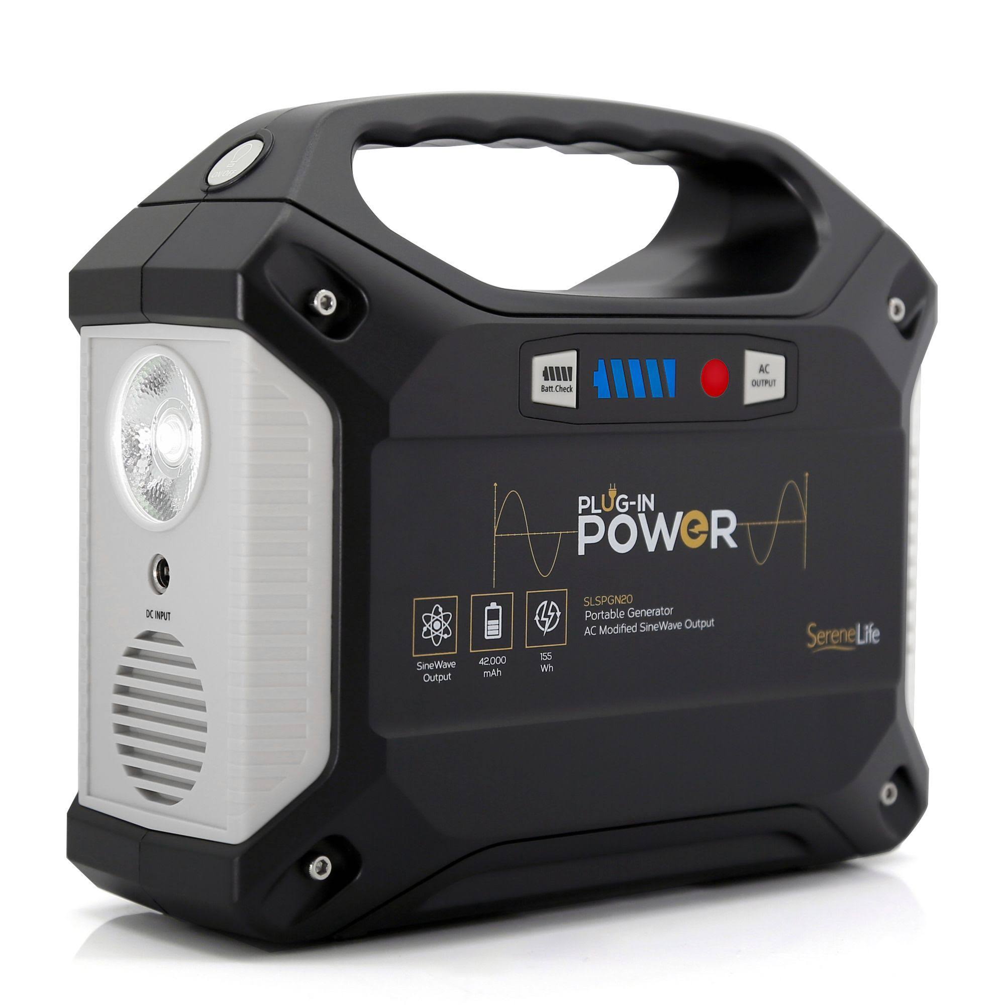 Serenelife Slspgn20 Portable Power Generator - Rechargeable Battery Pack Power Supply, Solar Panel Compatible - 40,800mAh