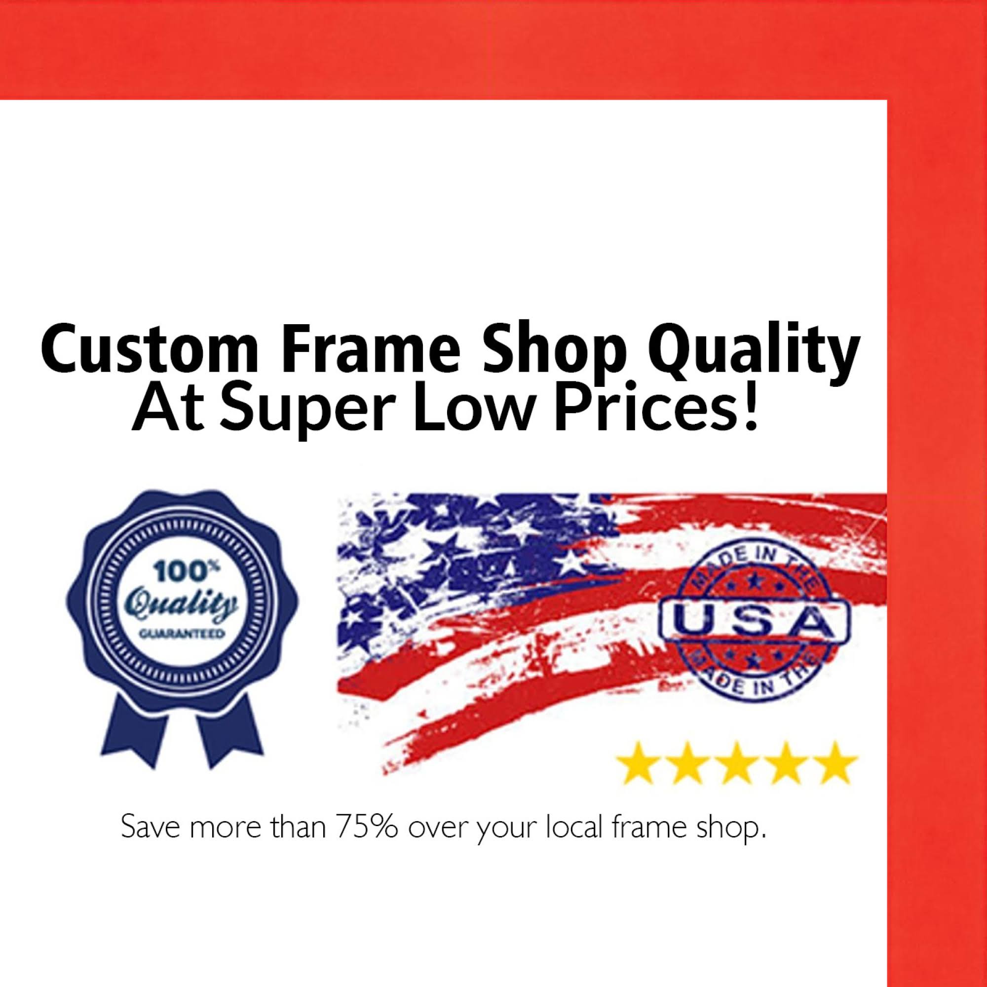 CustomPictureFrames.com 20x22 - 20 x 22 Flat Red Solid Wood Frame with UV Framer&s Acrylic u0026 Foam Board Backing - Great for