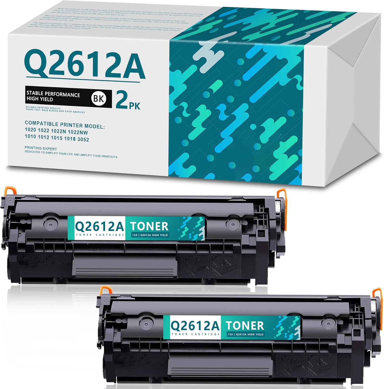 Compatible 12A Q2612A 1020 Toner Cartridges Replacement for HP 3052 3055 3050 3030 3020 3380 3015 MFP Printer (Black 2-Pack)