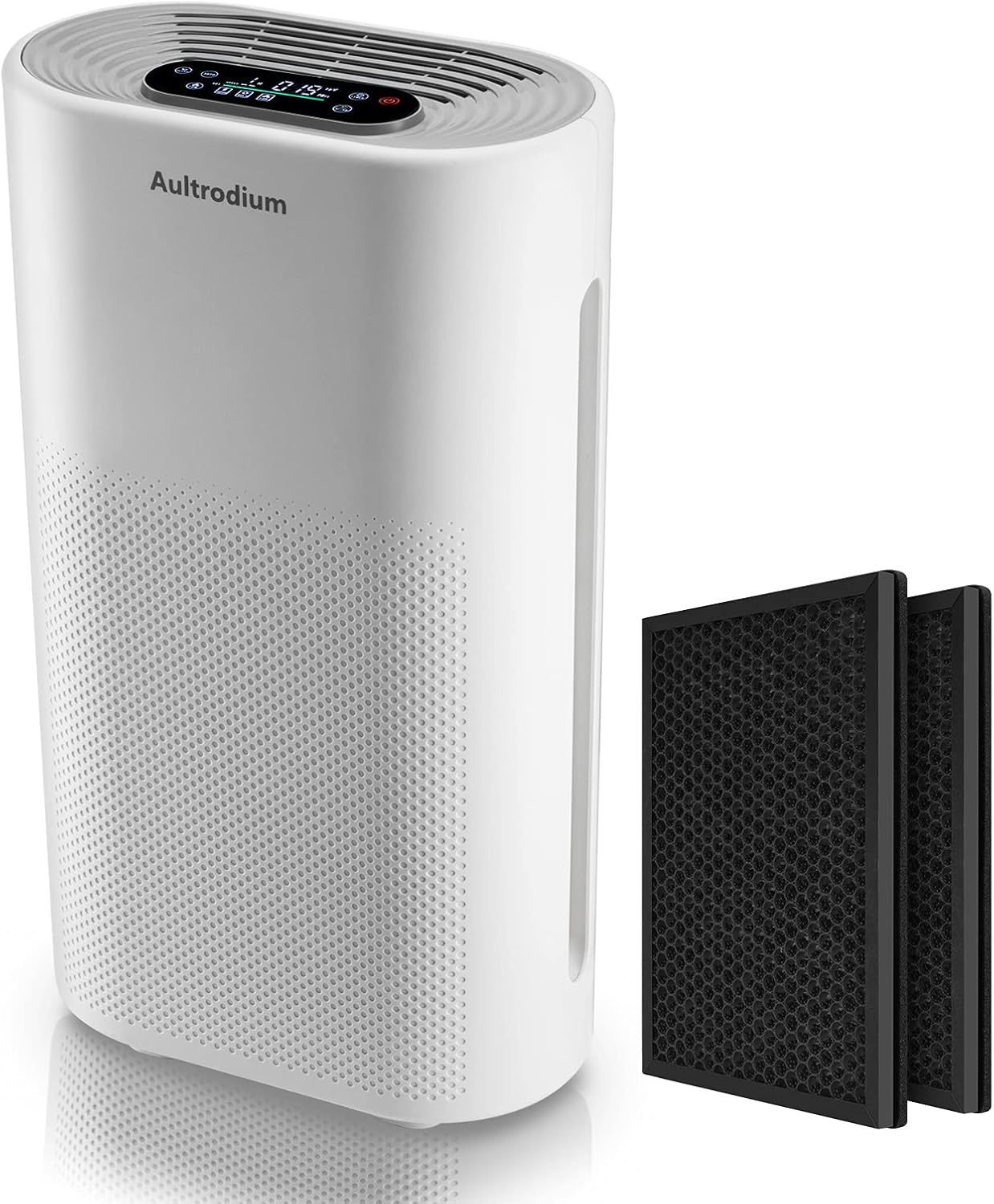 Aultrodium Air Purifier for Home Large Room up to 985ft², with 2 Pack of H13 True HEPA Filters Cleaner Air Purifier with Air Quality and Temp Display-A10 White