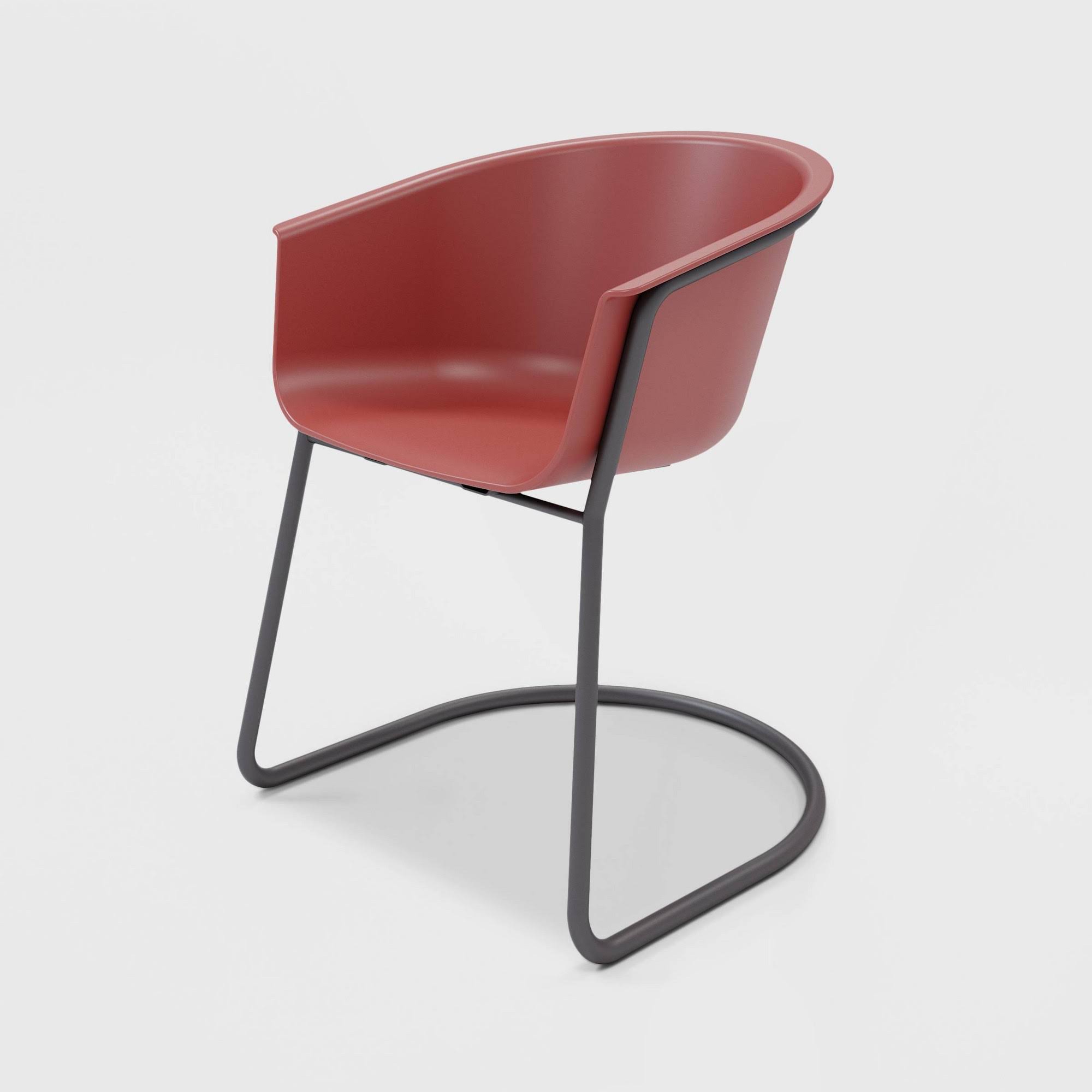 Olio Designs Tee Plastic Sled Base Arm Chair in Coral and Black Coffee