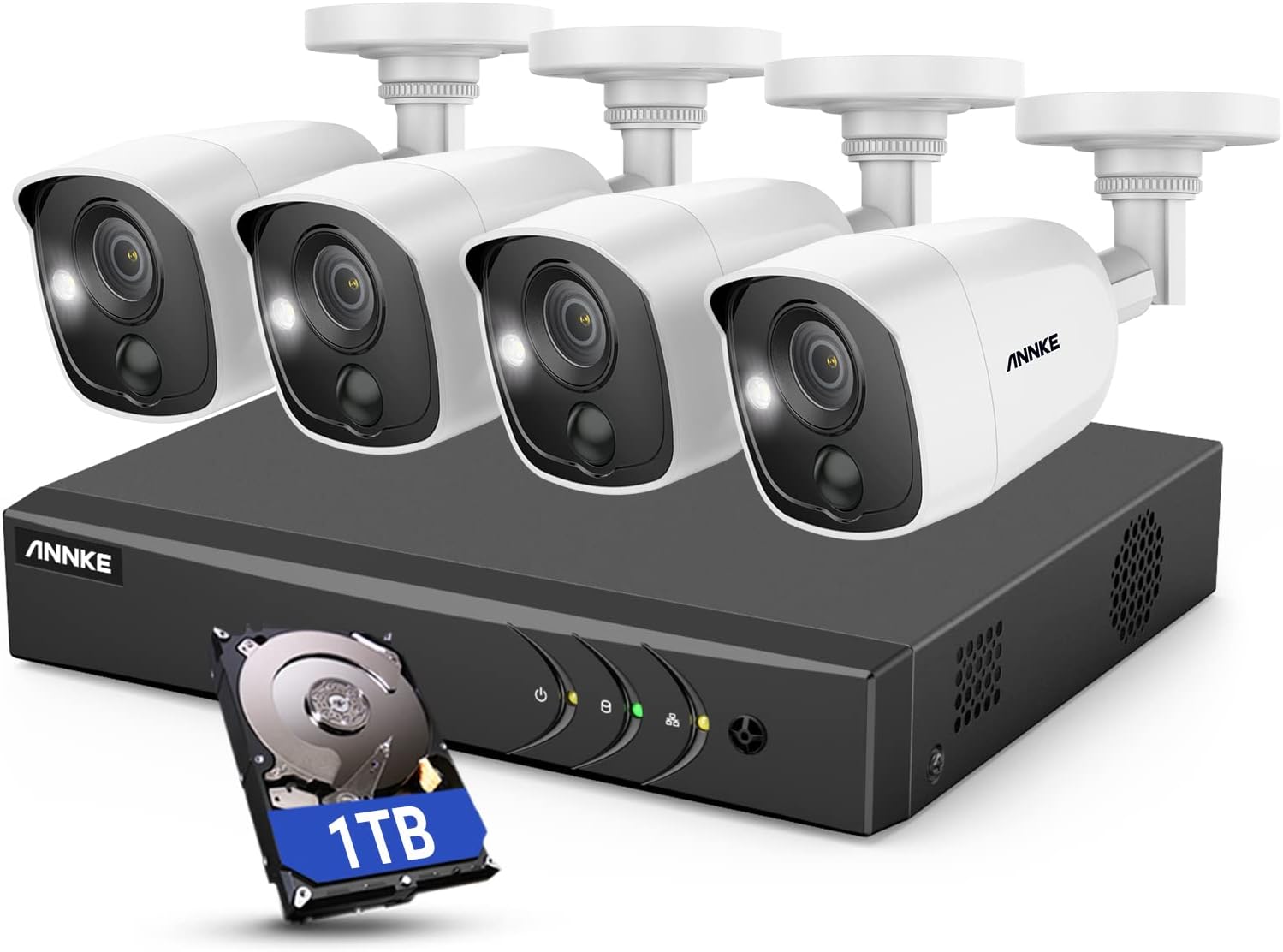 ANNKE 8CH 5MP Lite Surveillance Security Camera System 1TB Hard Drive with 4pcs 1920TVL PIR Security Cameras, PIR Motion Detection, White Light Alarm, Email Alert with Snapshots, Remote Access