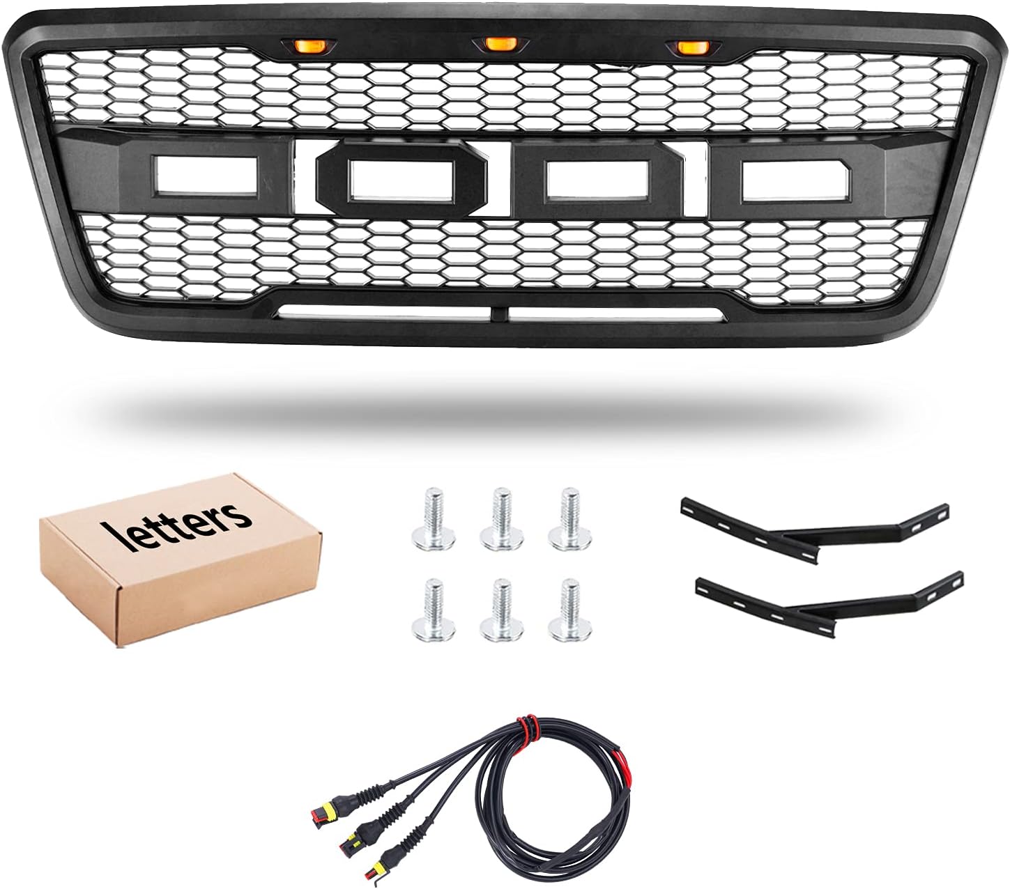 LDYRJIM Replacement Front Grille Fit For F150 2009 2010 2011 2012 2013 2014 with Logo Letters,Mesh Matte Black F150 Grill Accessorie