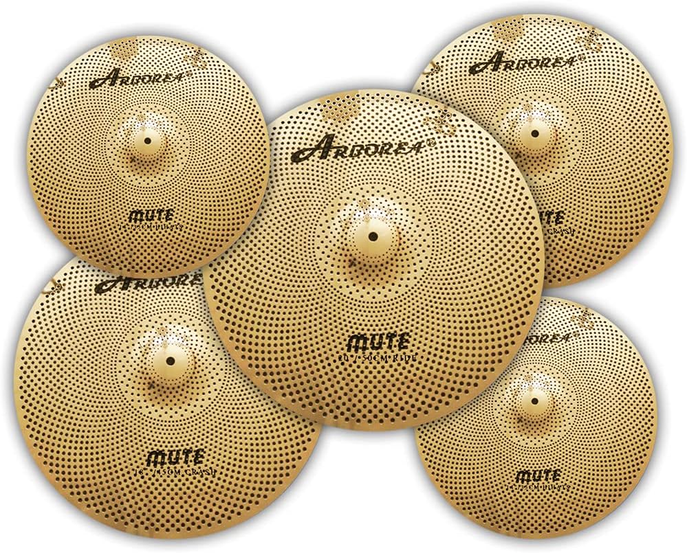 Arborea Mute Cymbal Set Low Volume Cymbal Pack Bright Golden Cymbal set 14'hi-hat+16