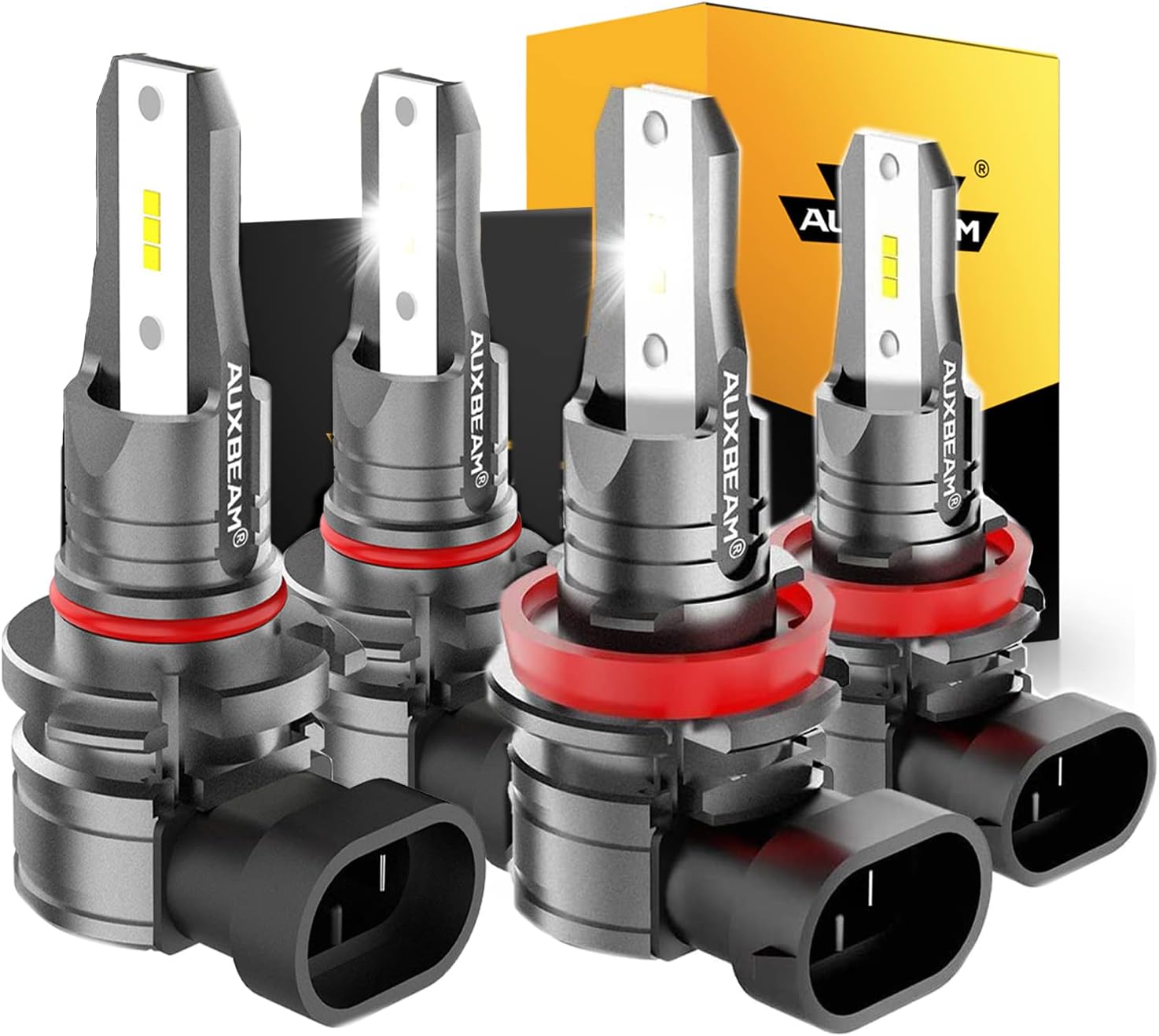 Auxbeam 9005 H11 Combo LED Bulbs, 6500K Cool White, Z6 Series HB3 H8/ H9 LED Fog Light Bulbs with EMC Anti-interference, Pack of 4