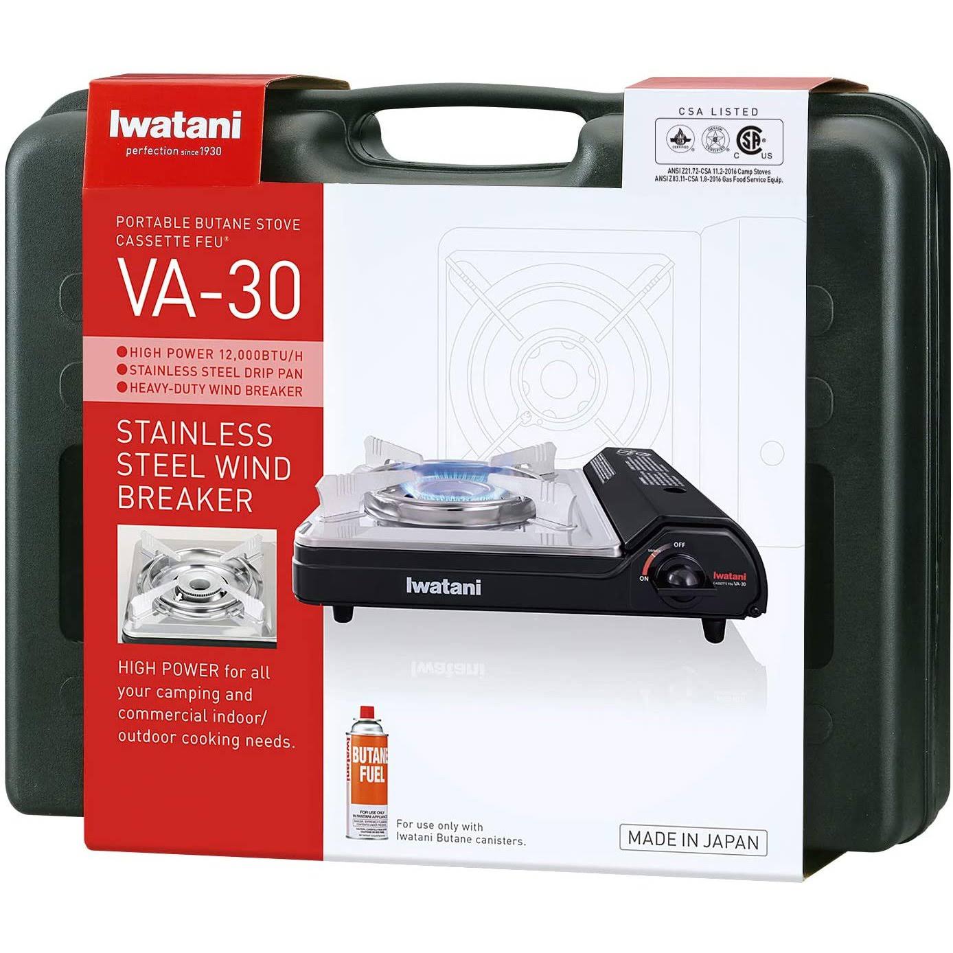 Iwatani Cassette Feu Portable Butane Stove in Black - 12000BTU/hr