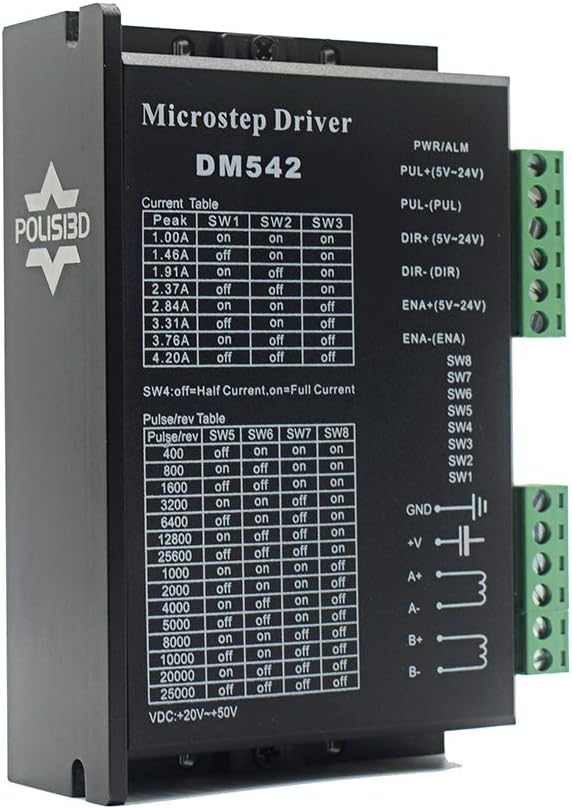 CNC Digital Microstep driver DM542 Stepper Motor Controller 2-phase Digital Stepper Motor Driver 20-50V DC Max 4.2A for Nema 17, Nema 23 and Nema 34 series stepper motor, Replace M542 M542H Pack of 2