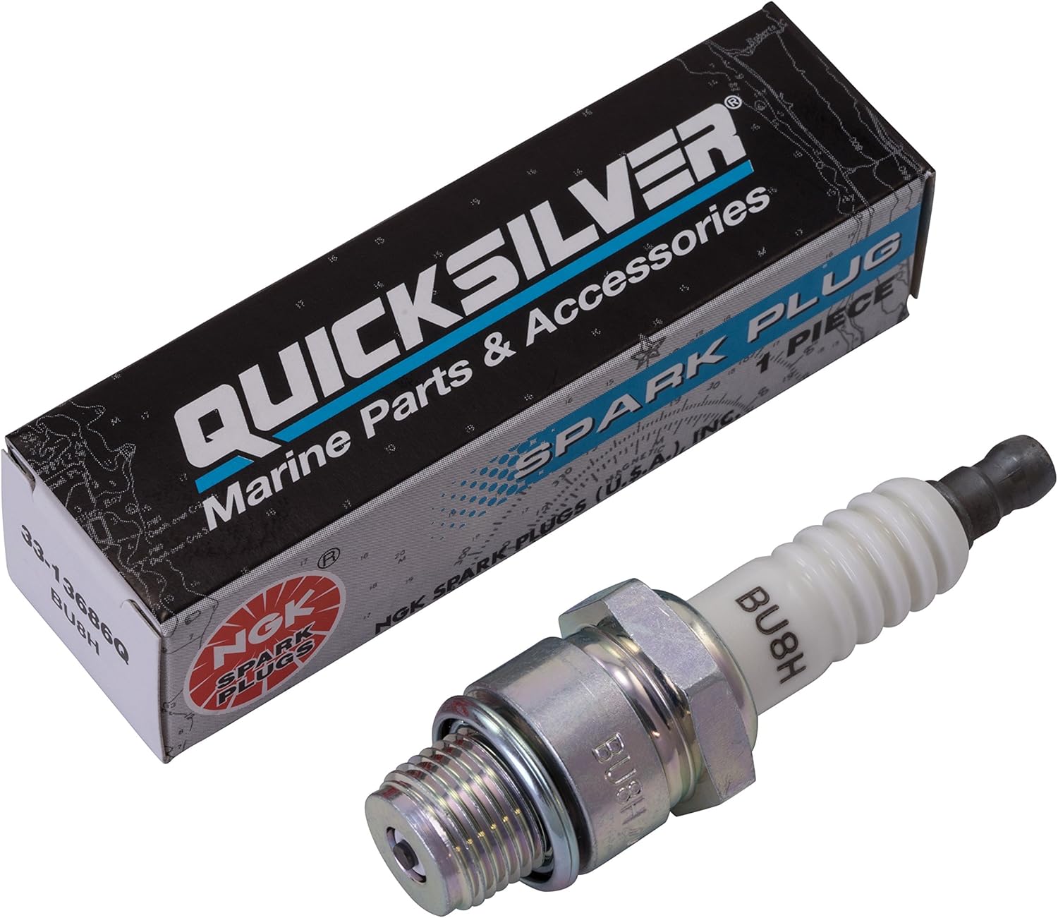 Quicksilver 13686Q NGK BU8H Semi-Surface Discharge Design Spark Plug, 1-Pack