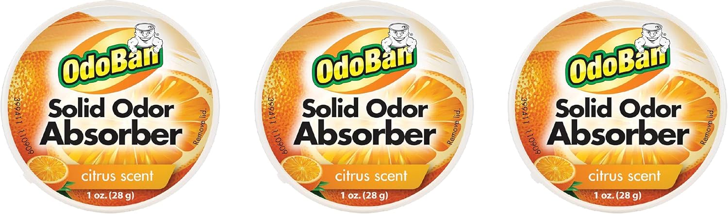 OdoBan Solid Odor Absorber Eliminator, Air and Pet Aroma Freshener, Dye Free, 24-Pack, Citrus Scent
