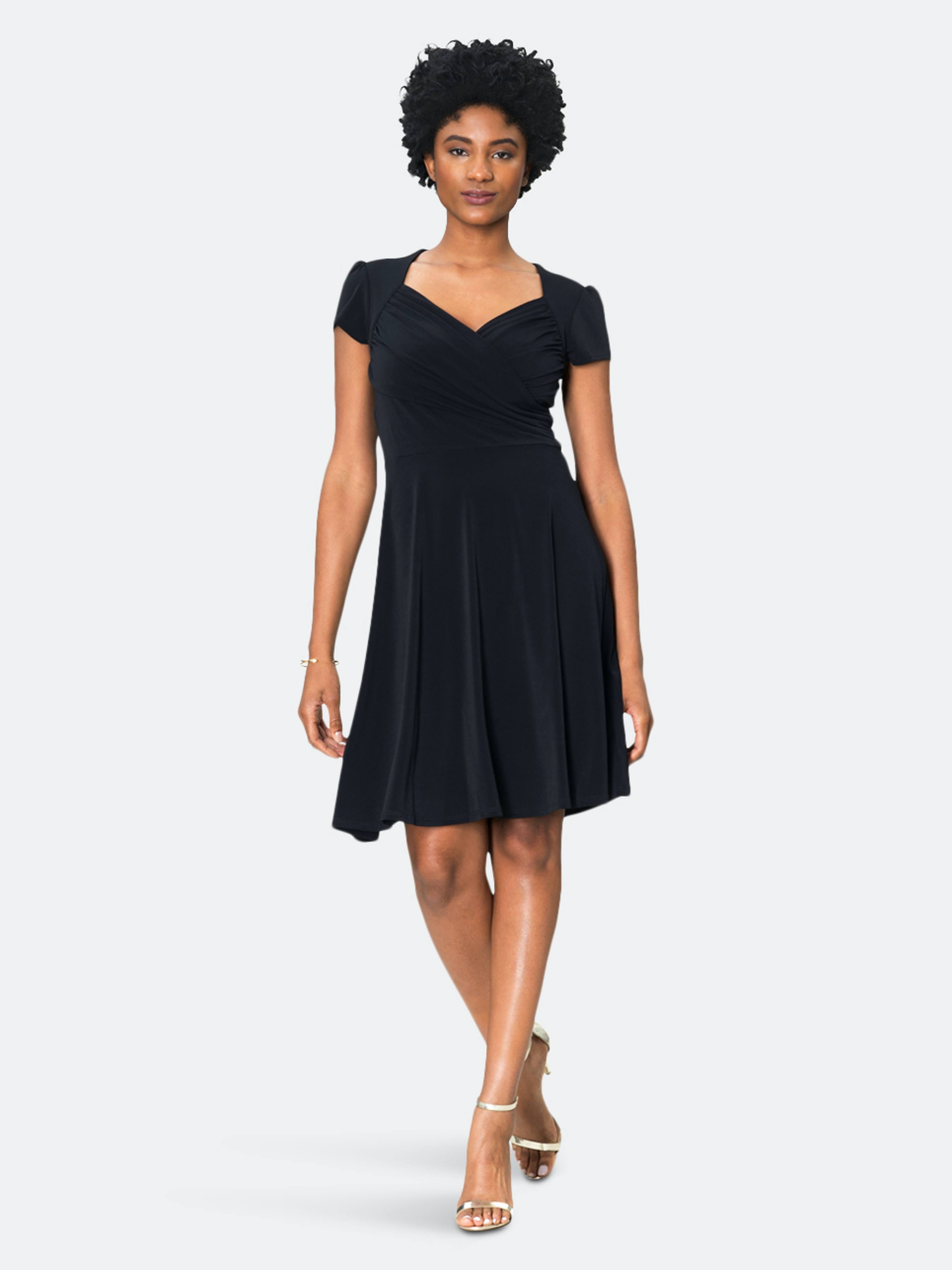 Leota Sweetheart A-Line Dress in Black Crepe - Black - XXL