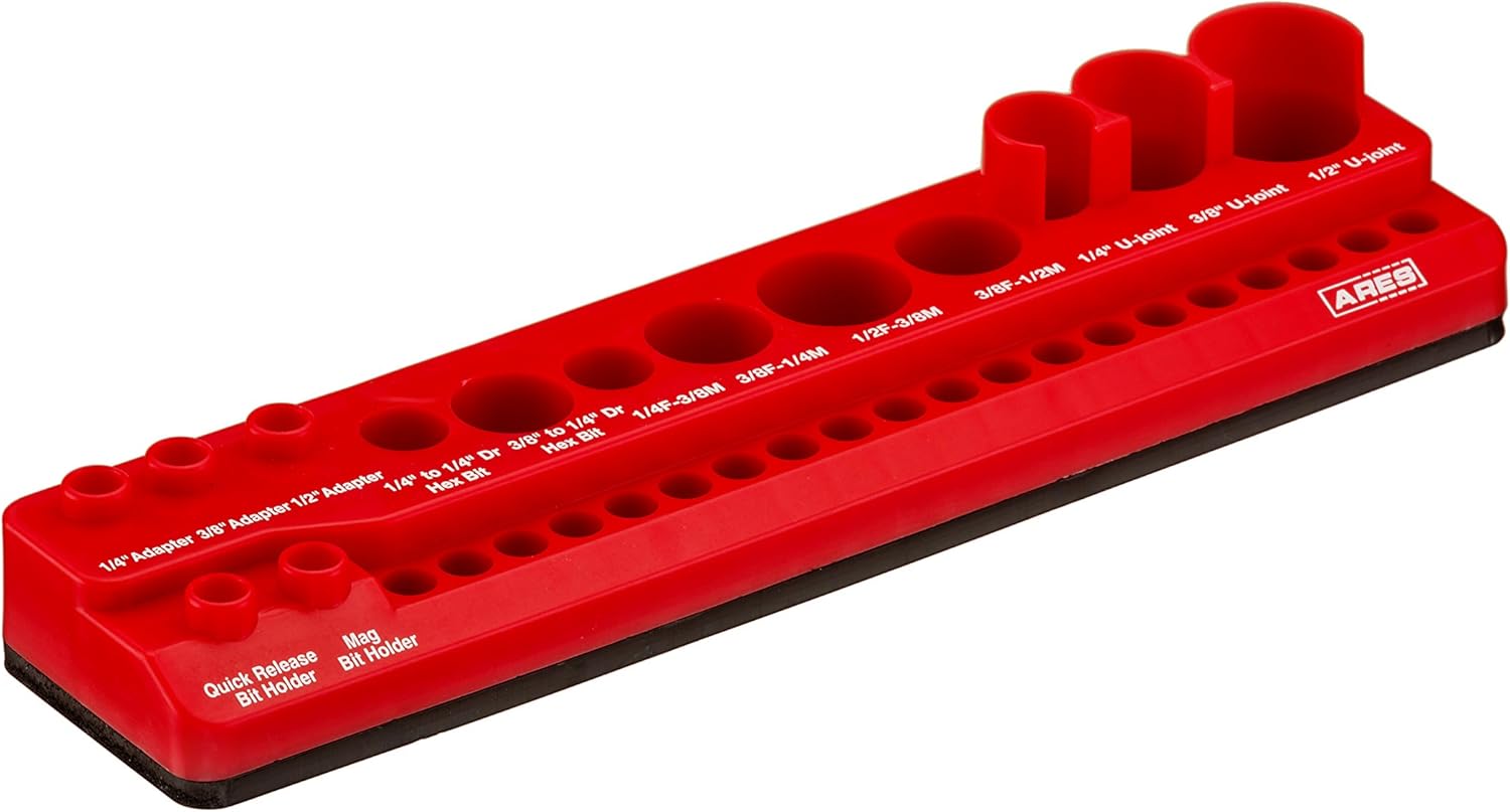 ARES 70750 - 34-Piece Magnetic Socket Accessory Holder - Powerful Magnets Hold Adapters, Universal Joints, Bit Holders, and Bits