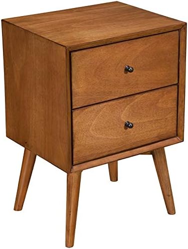 Home Square Mid Century 2 Drawer Wood Nightstand in Acorn Brown (Set of 2)