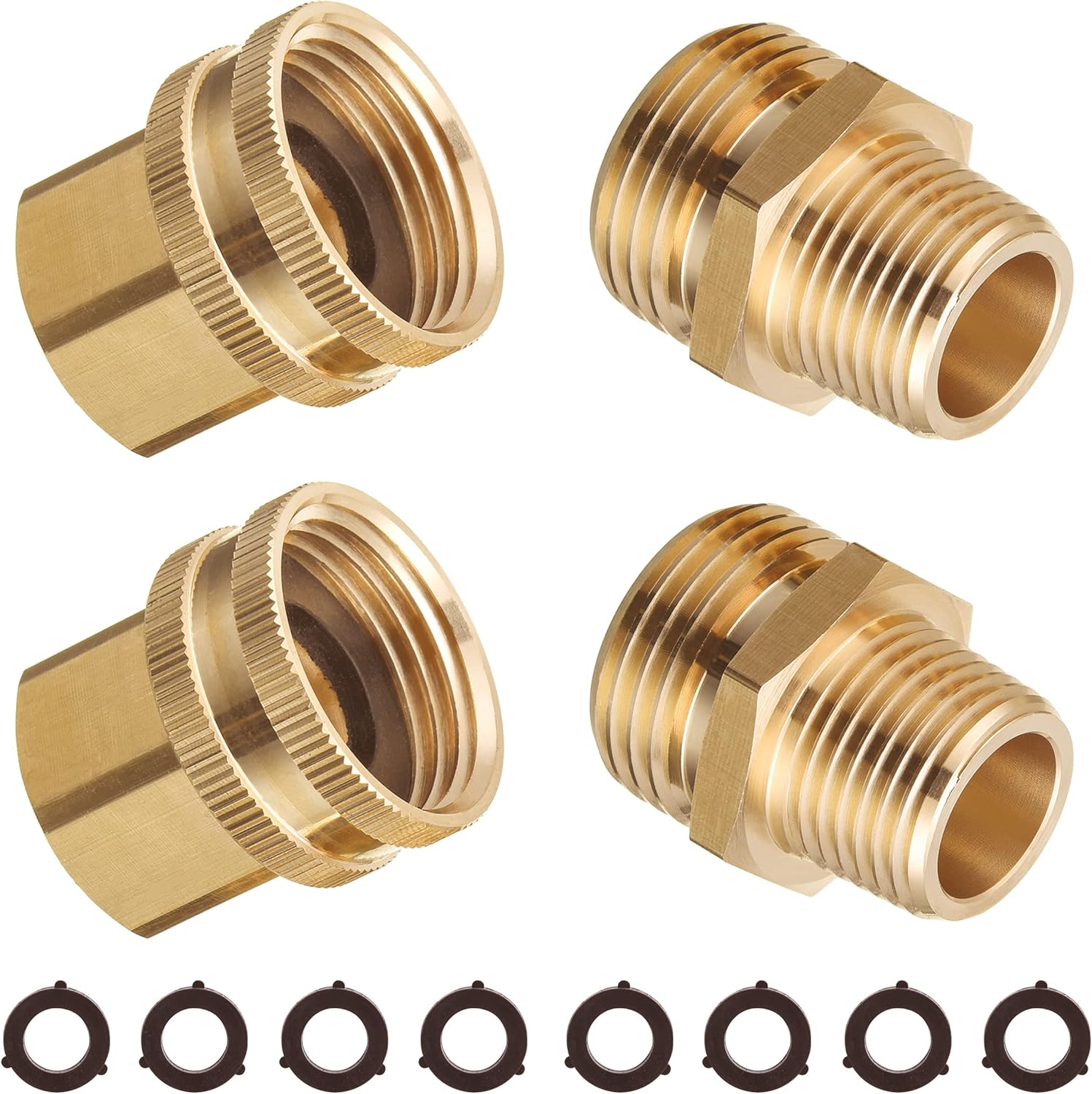 JOEJET Garden Hose Adapter, 3/4 Inch GHT to 1/2 Inch NPT, Brass Quick Connect Garden Hose Fittings, 2 Pack