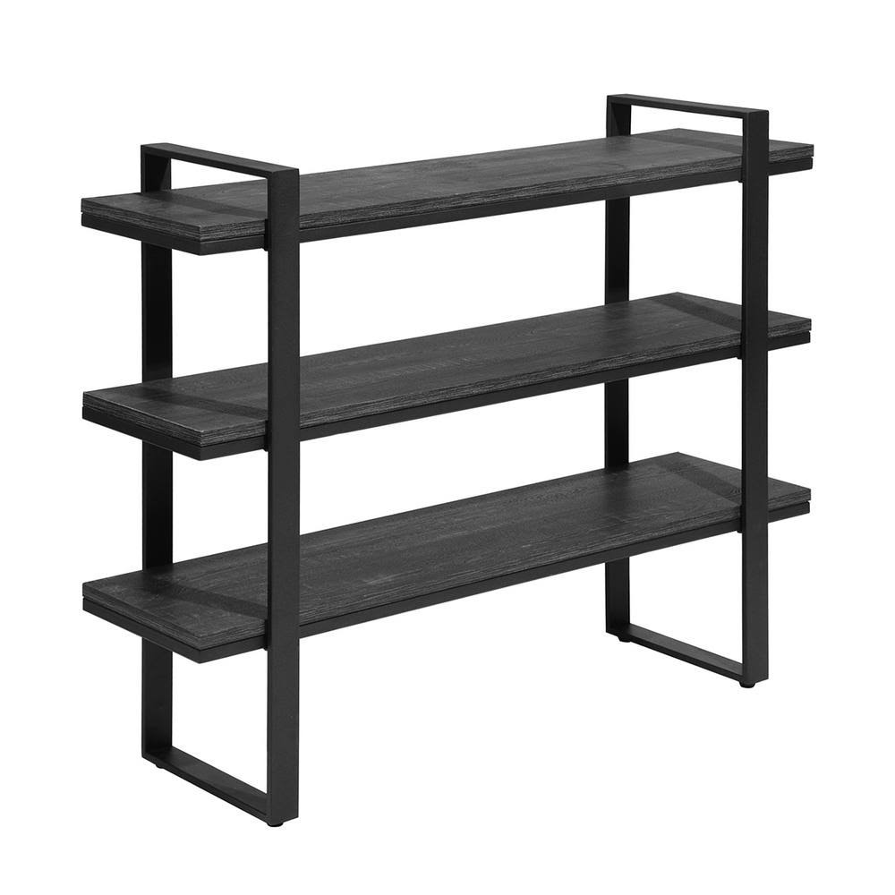 Furniturer 32.3 in. Black Wood Storage 2-Shelf Small Bookcase for Home Office Decor