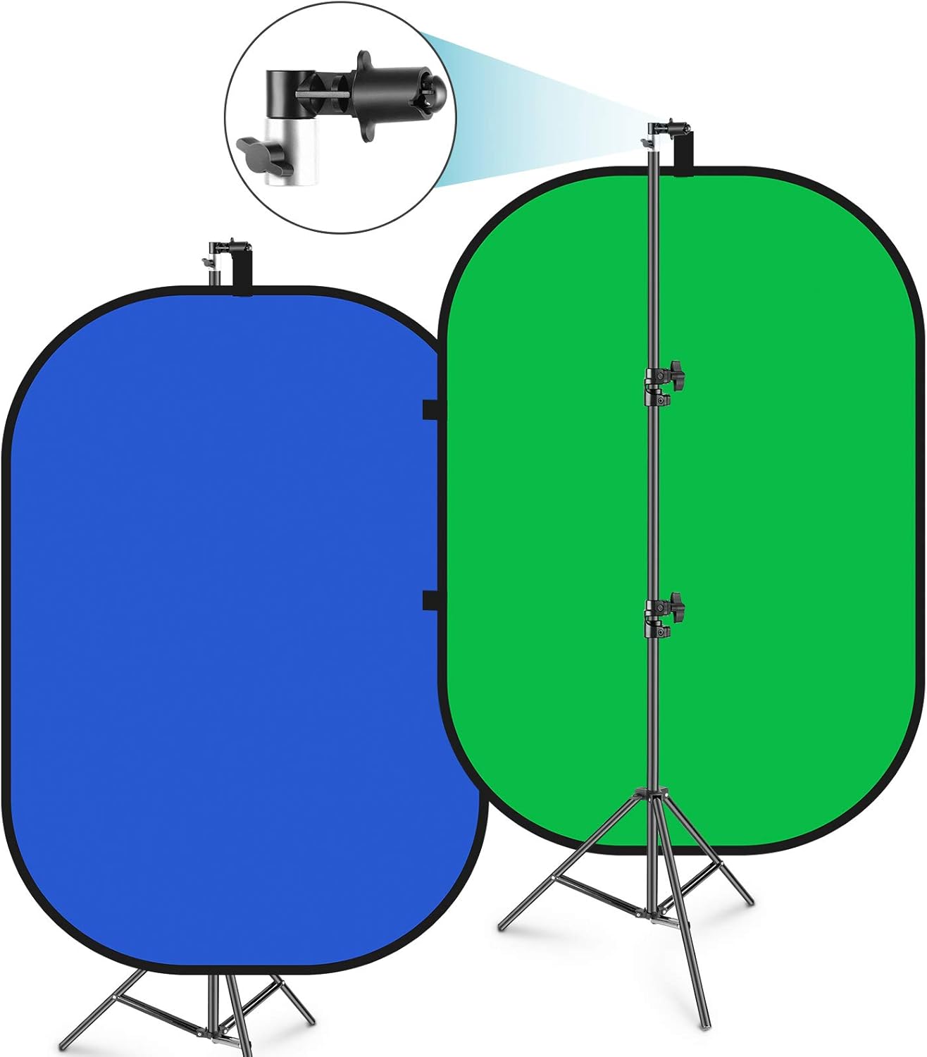 Neewer 5x7ft/1.5x2m Collapsible Chromakey Backdrop with 8.5ft/2.6m Stand, 2-in-1 Reversible Green Screen Blue Green Background Panel for Studio Photography, Live Streaming, Video Calls, Gaming