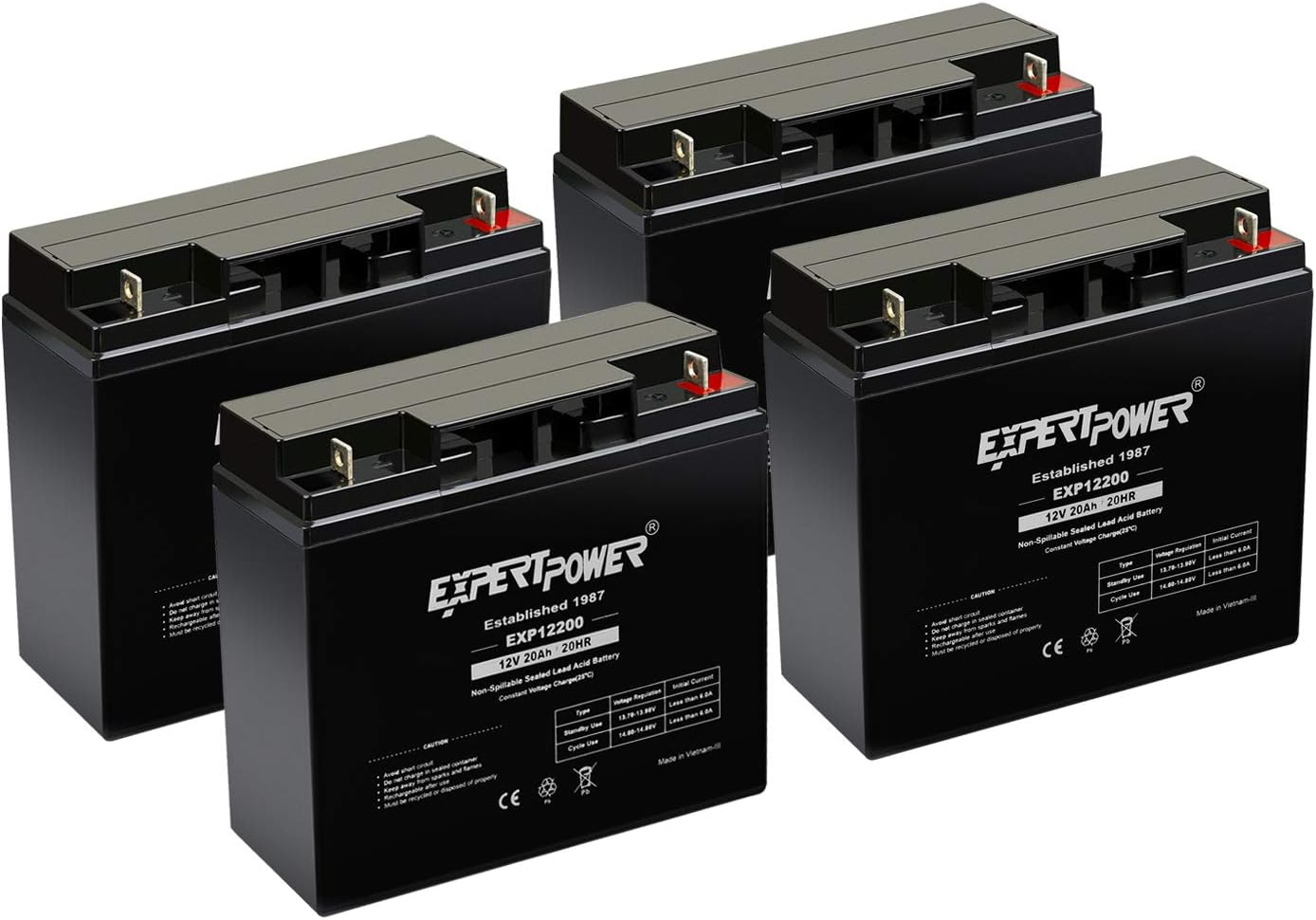 (4 Pack) ExpertPower 12 Volt 20 Ah Rechargeable Battery [EXP12200]