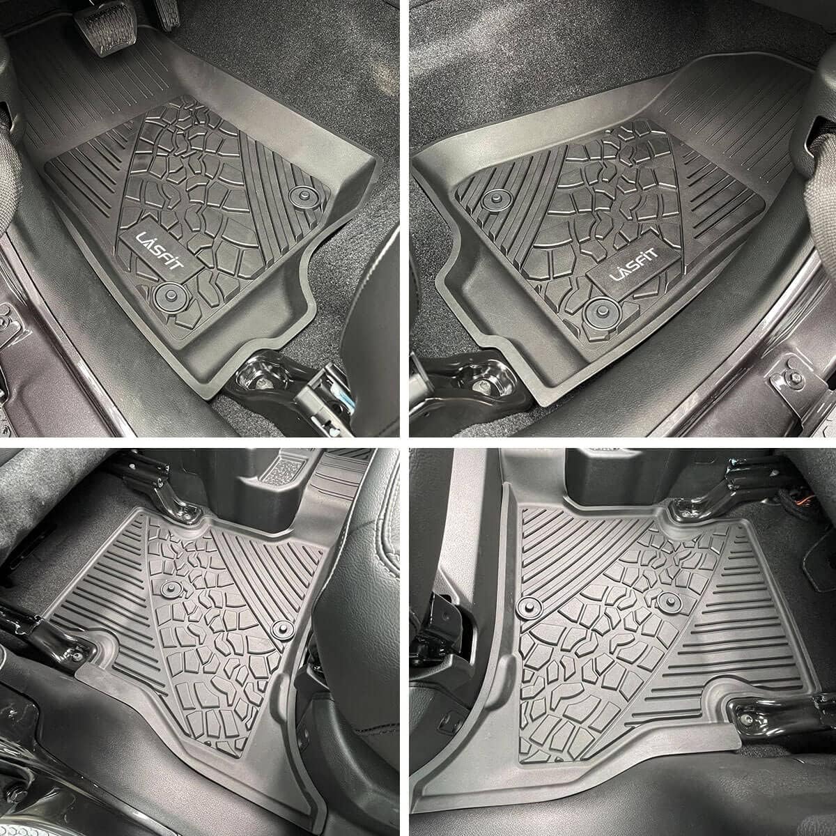 LASFIT Floor Mats for Jeep Wrangler 4XE Hybrid 2021 2022, All Weather Protection TPE Car Floor Liners, Front & Rear Rows, Black