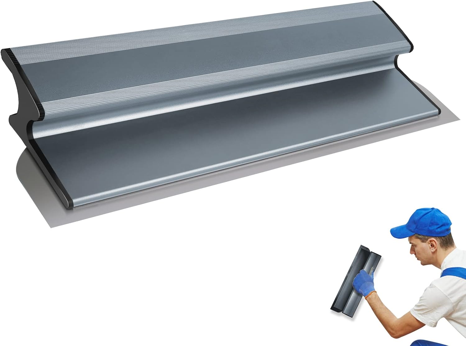 CEOUDA Drywall Skimming Blade, 16inch Extruded Aluminum & European Stainless Steel Construction Skimming Blade with High-Impact End Caps, Dedicated to Sheetrock Gyprock Wall-Board Plasterboard SBG01