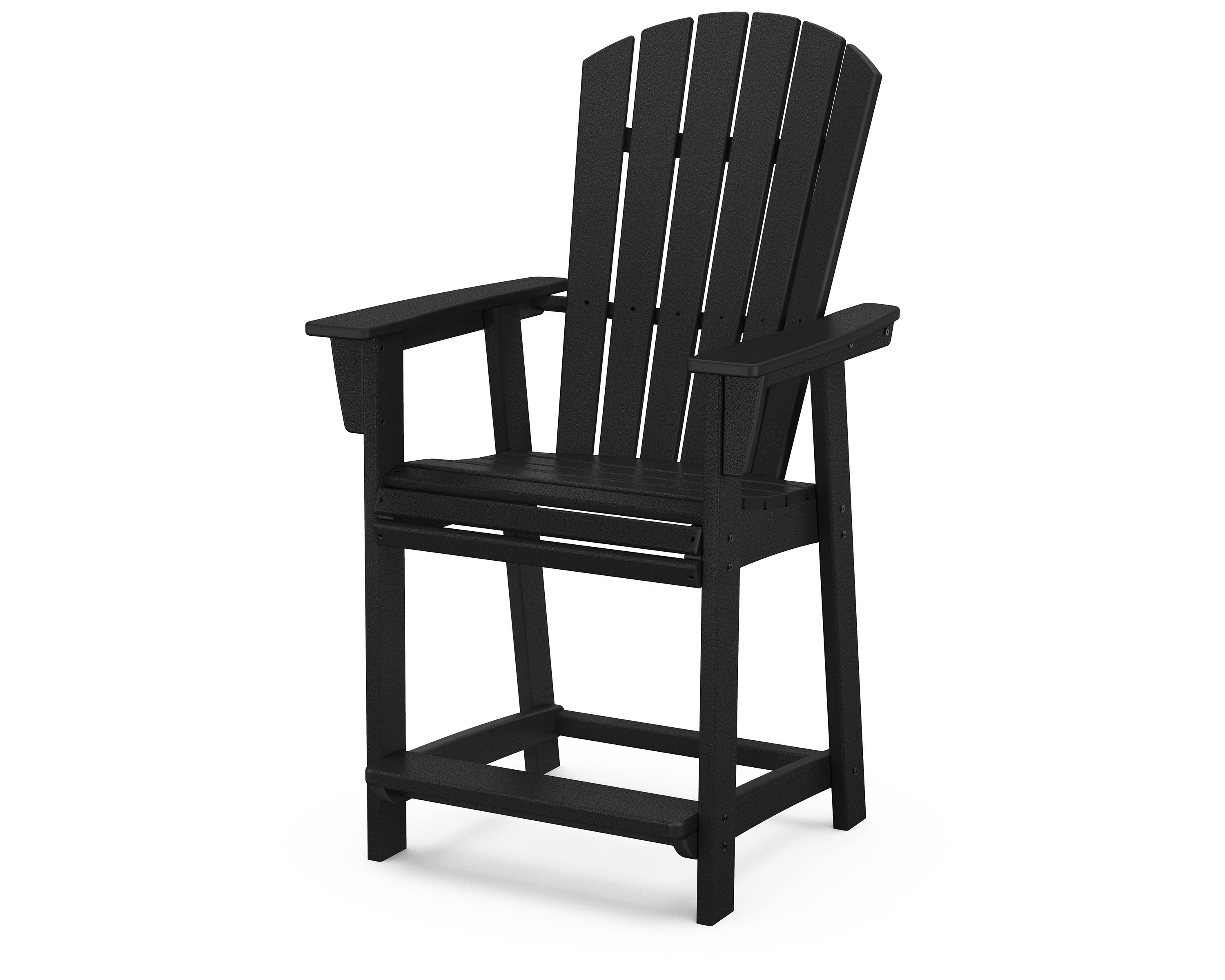 POLYWOOD Nautical Adirondack Counter Chair in Black
