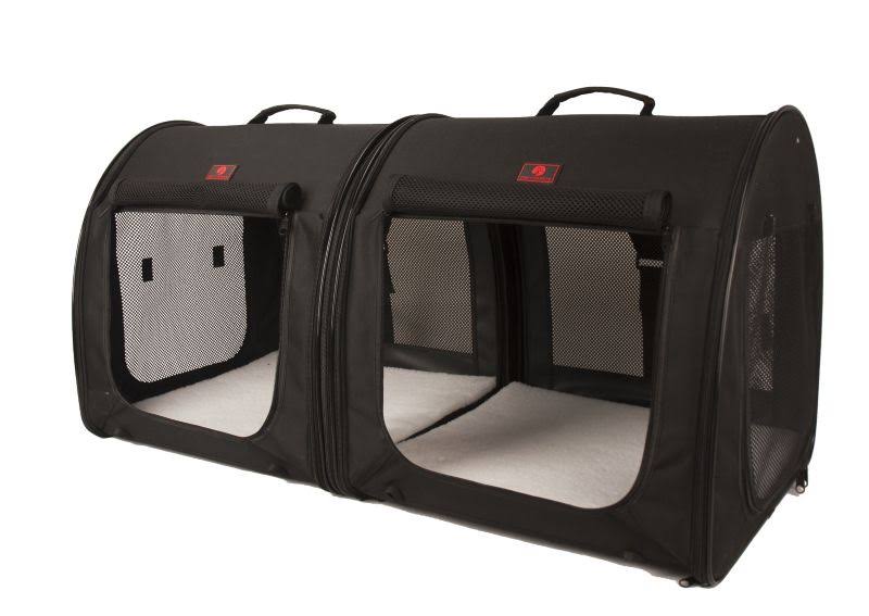 One for Pets Fabric Portable Dog Kennel 2-in-1 Double Black