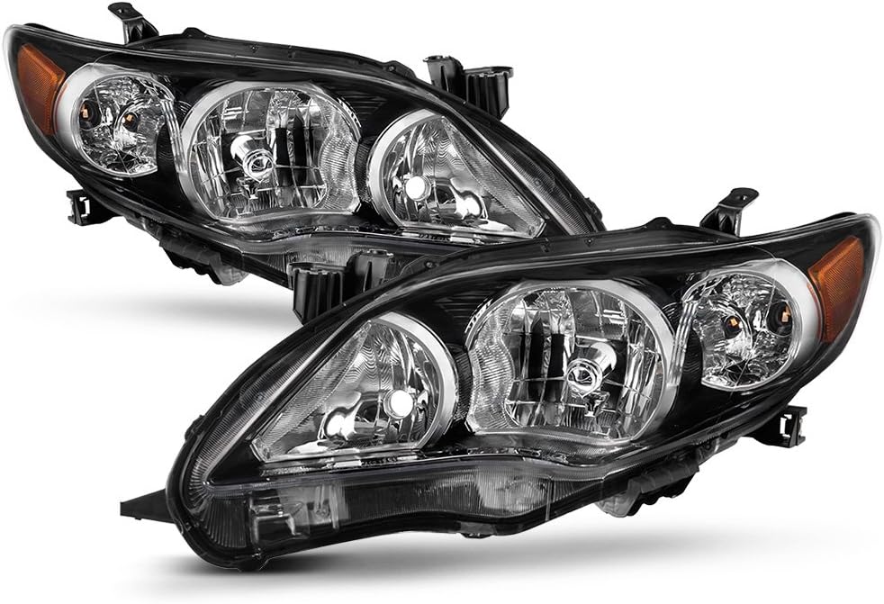 ACANII - For 2011 2012 2013 Toyota Corolla Black Headlights lamps Aftermarket Driver + Passenger Side