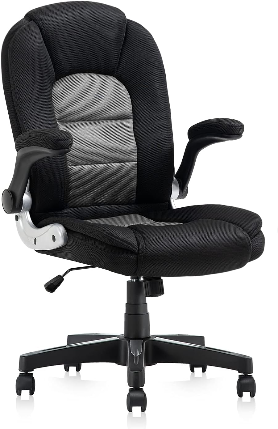 YAMASORO Ergonomic Executive Office Chair Breathable Comfortable Home Office Desk Chair, Computer Chair with Flip-up armrest and Thick Padded,Black&Gray