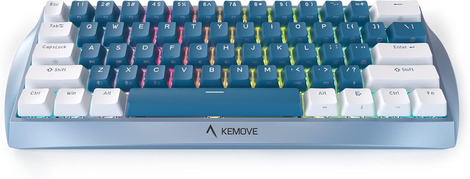 KEMOVE 60% Mechanical Gaming Keyboard with Full Aluminum Frame,Hot Swappable,Double Shot PBT Keycaps,RGB LED Backlit,3000mAh Battery,Programmable Macros-Linear Gateron Red Switch