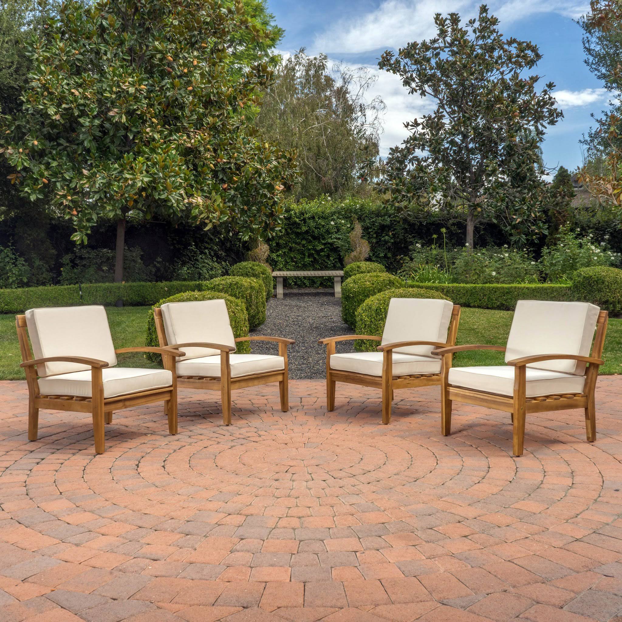 Preston Outdoor Wooden Club Chairs w/ Optional Colors u0026 Package Quantity Beige