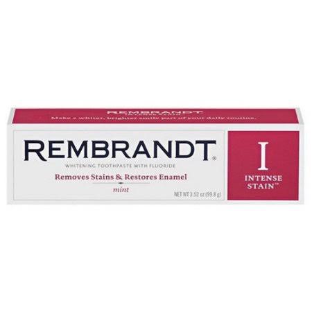Rembrandt Intense Stain Whitening Toothpaste with Fluoride Mint, 3.52 oz, 6 Pack, Green