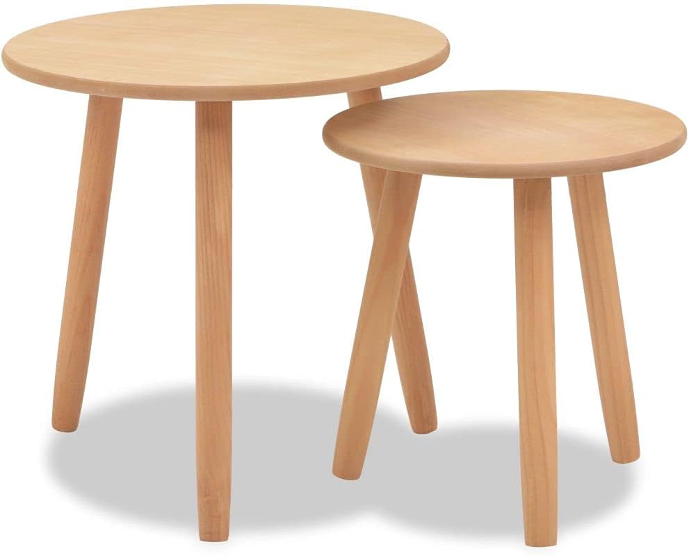 NusGear Side Table Set 2 Pieces Solid Pinewood Brown -736 Pack of 2