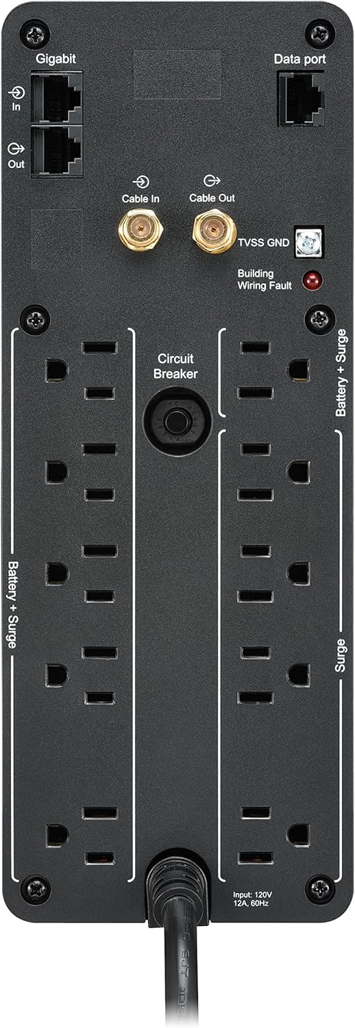 APC UPS 1500VA Sine Wave UPS Battery Backup, BR1500MS2 Backup Battery Power Supply with AVR, (2) USB Charger Ports
