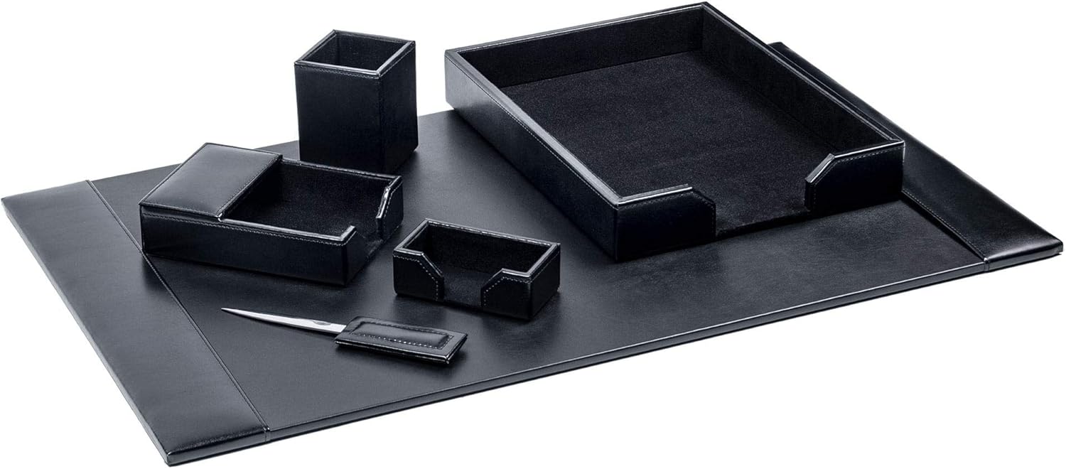 Dacasso Bonded Leather Desk Set, 5pcs, Black
