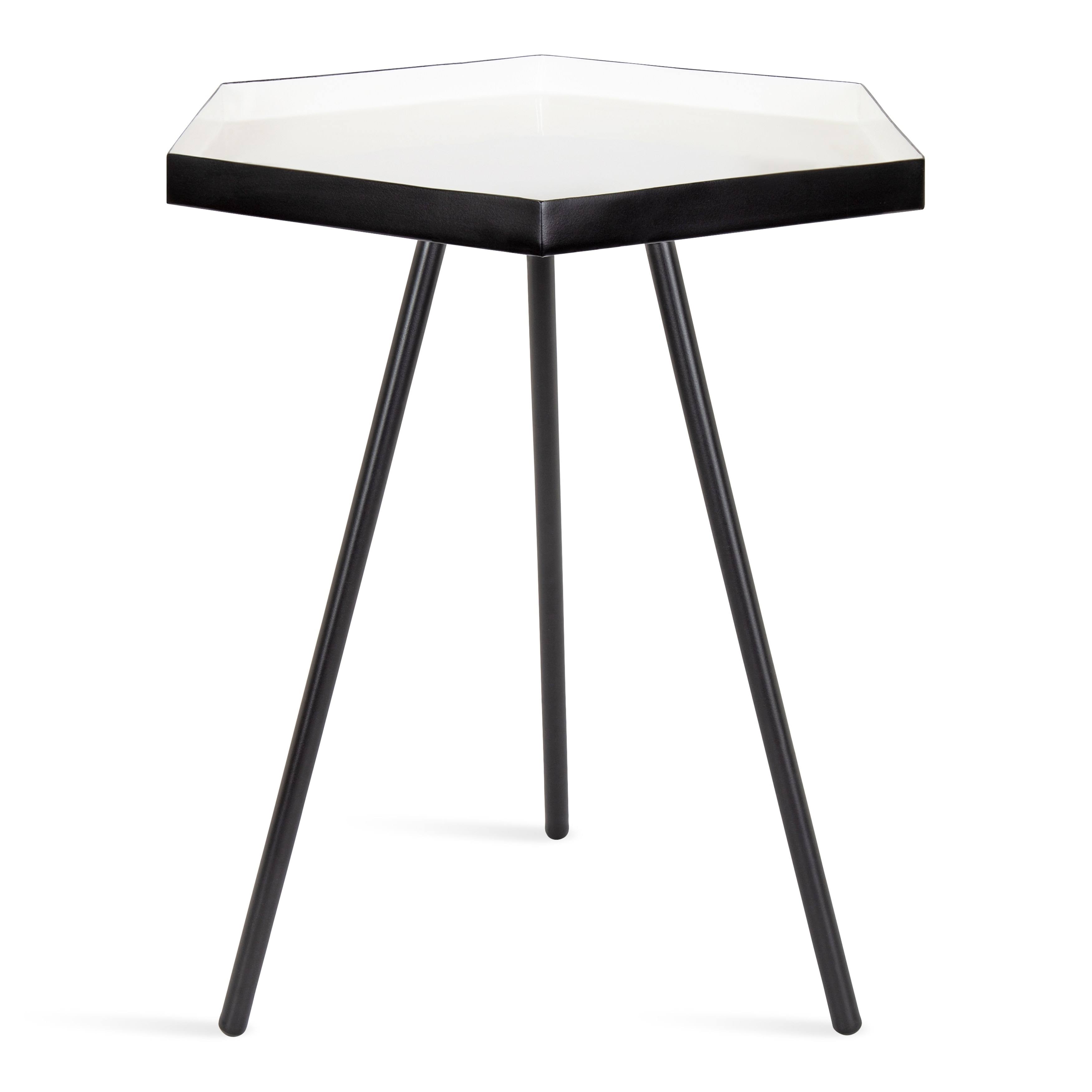 Kate and Laurel Kashvi Metal Hexagon Side Table, 14x14x20, Black/White