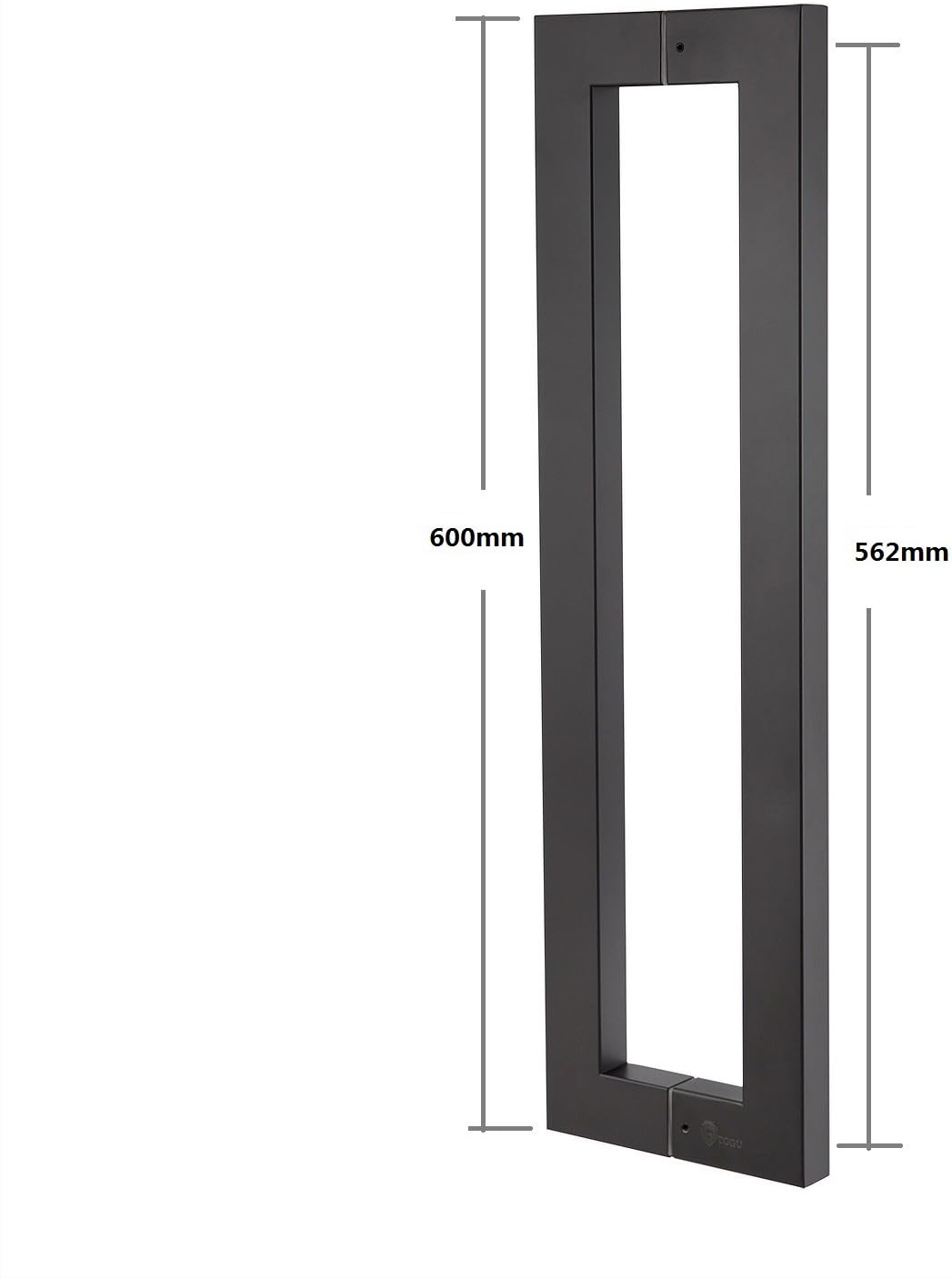 TOGU TG-6013 600mm/24 inches Square/Rectangle Shape Stainless Steel Push Pull Door Handle for Solid Wood, Timber, Glass and Steel Doors, Matt Black Finish