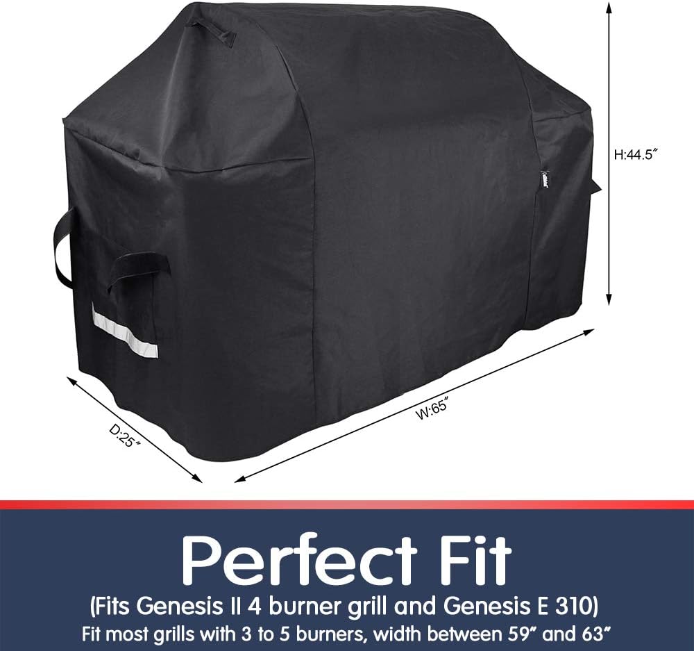 Grisun 7131 Grill Cover 65 Inch, Gas Grill Cover for Weber Genesis II 4 Burner Grill, Genesis E 310, UV-Resistant Waterproof Grill Cover Fits for for Weber Genesis II 410,435,440 Grill Pack of 2