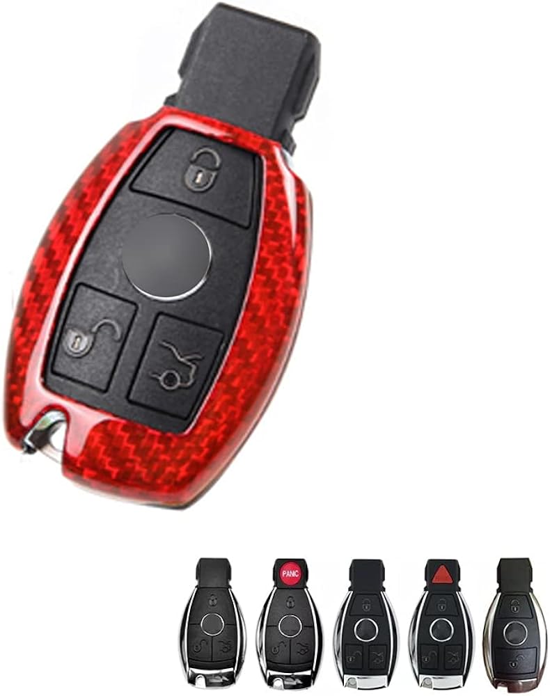 Real Carbon Fiber Key Fob Cover Holder for Mercedes-Benz C E S M CLS CLK G Class Pack of 2