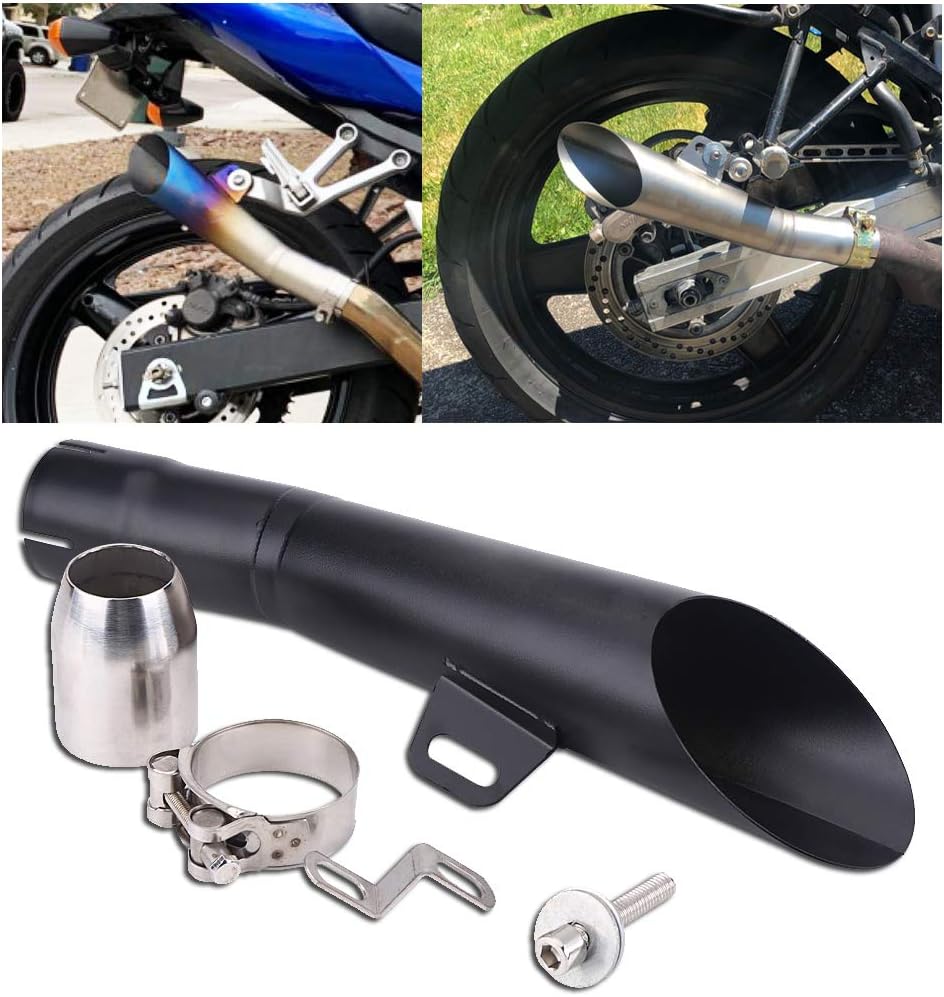 Qiilu Universal Motorcycle Exhaust Muffler Stainless Steel 1.5-2