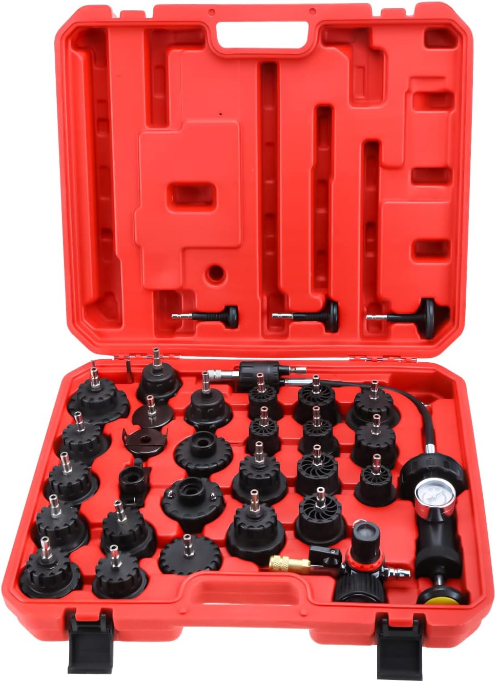 KUNTEC 33 Piece Universal Radiator Pressure Tester & Vacuum Type Cooling System Kit