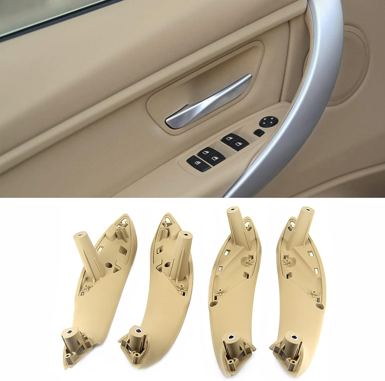 USTAR Inner Door Handle Bracket Compatible with BMW 3 Series 320 328 330 335 M3 F30 F31 F34F80 2012-2018 and BMW 4 Series 428 435 M4 F32 F33 F36 F82 F83 2014-2017 Replaces 51417279315 Black Kits