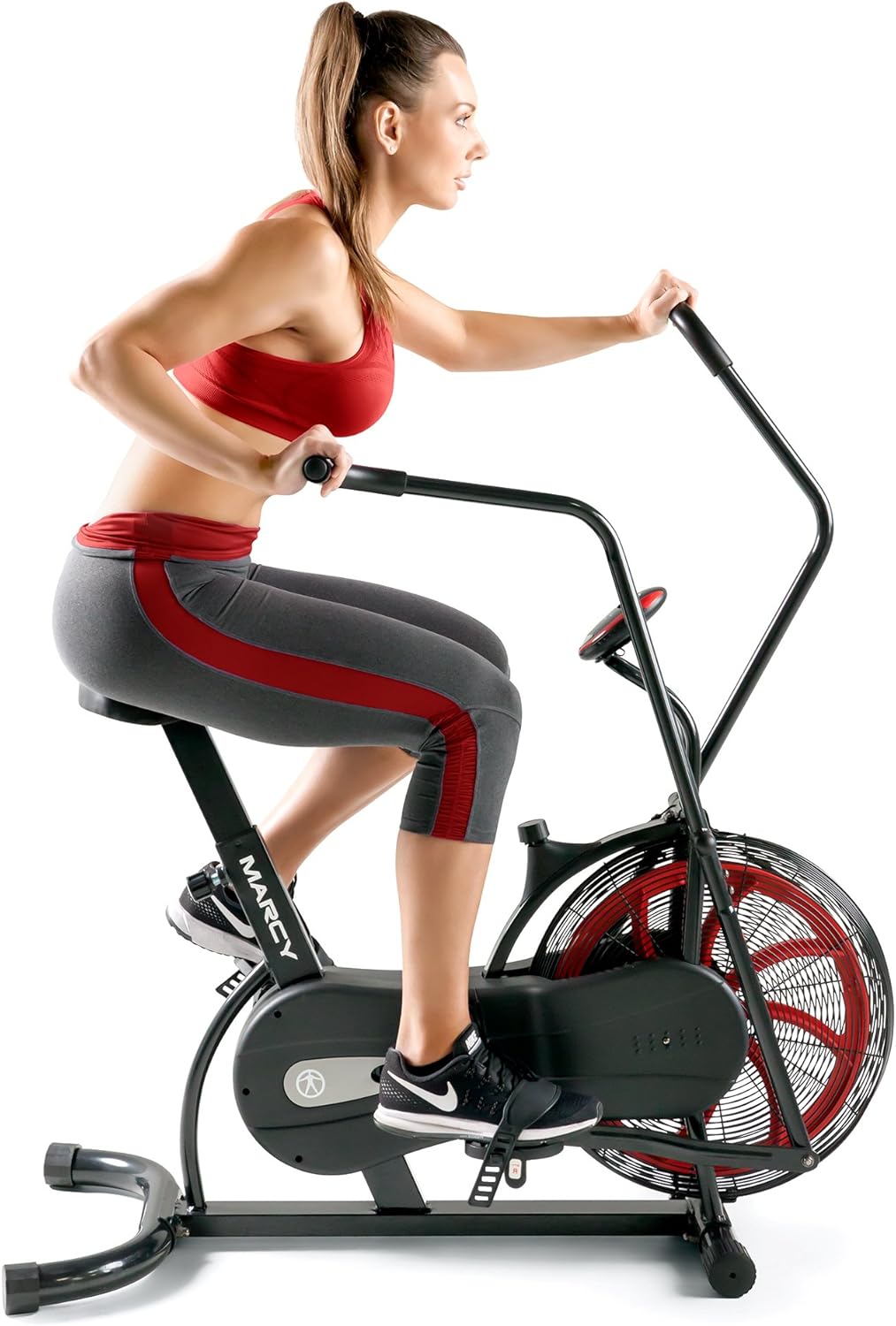 Marcy Fan Exercise Bike with Air Resistance System – Red and Black – NS-1000