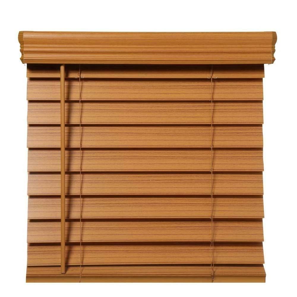 Home Decorators Collection 26 x 72 in Chestnut Faux Wood Blind Cordless Room Darkening Privacy Window Shade