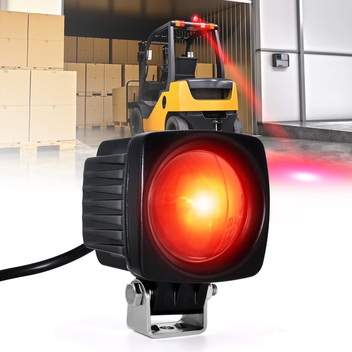 (Upgrade) LED Forklift Safety Lights Red DC 12- 100V Forklift Backup Lights 10W Warehouse Pedestrian Warning Spot Lights